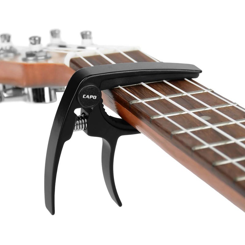 BestSounds UKULELE CAPO - 4 String for Soprano, Concert Ukulele Zinc Alloy Professional Capo Lightweight Feeling with 2pack Ukulele Felt Picks (Black) - Image 3